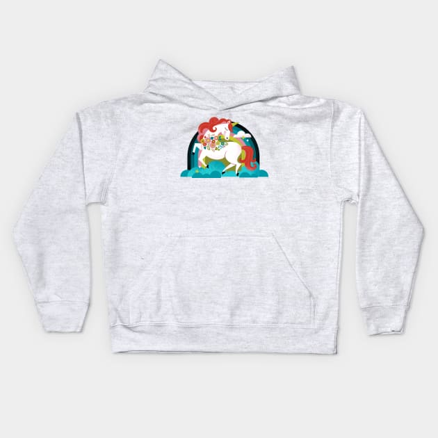 Hipster Unicorn Kids Hoodie by Lucie Rice Illustration and Design, LLC